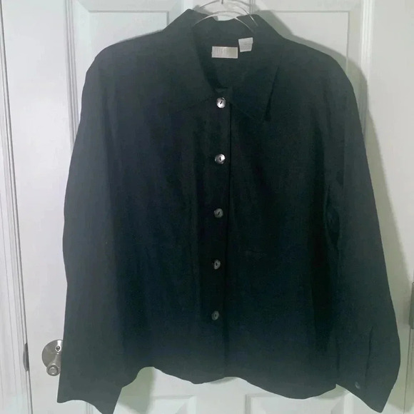 Liz Claiborne Jackets & Blazers - Elisabeth by Liz Claiborne Black Linen Shacket with pockets size 1 (L-XL)